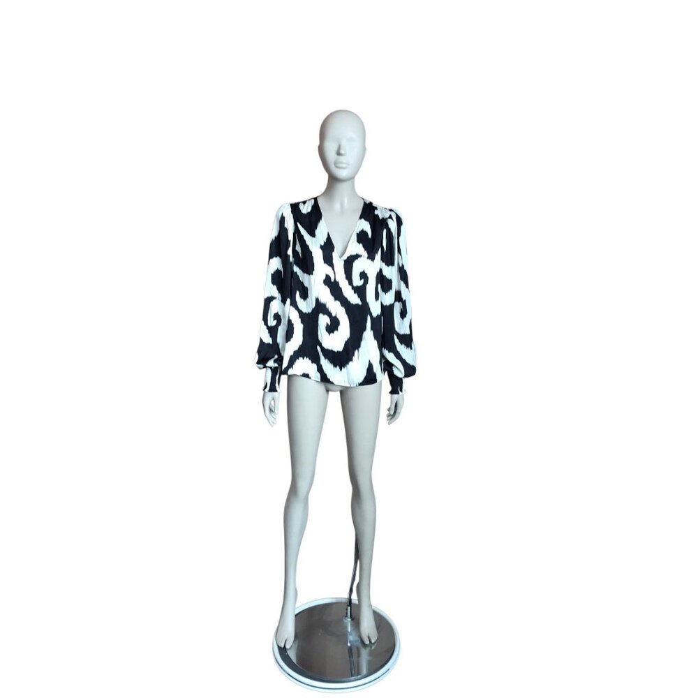 Express Black and White Patterned Blouse